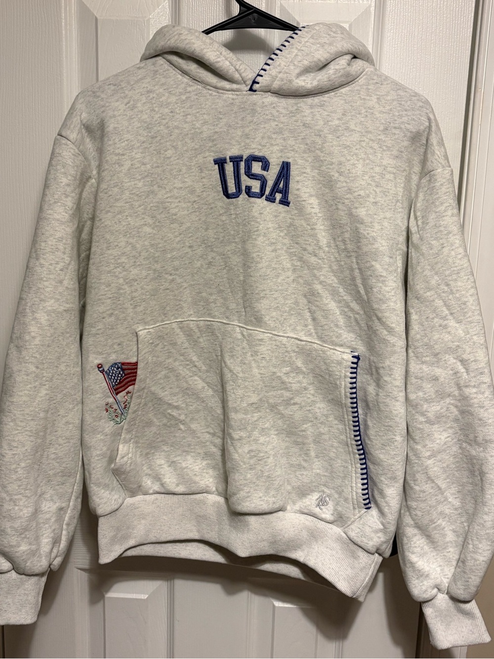 Altar’d state USA Embroidered Light Gray Hoodie